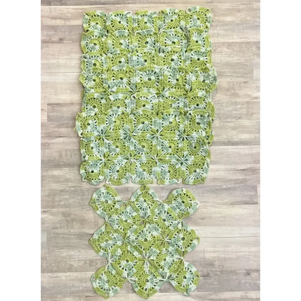 Lot 6 Green Crochet Placemats‎ Rectangle 16.5